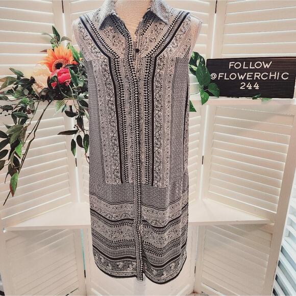 BAILEY 44 BLACK/WHITE SLEEVELESS BUTTON DOWN DRESS SIZE SMALL - Picture 2 of 9